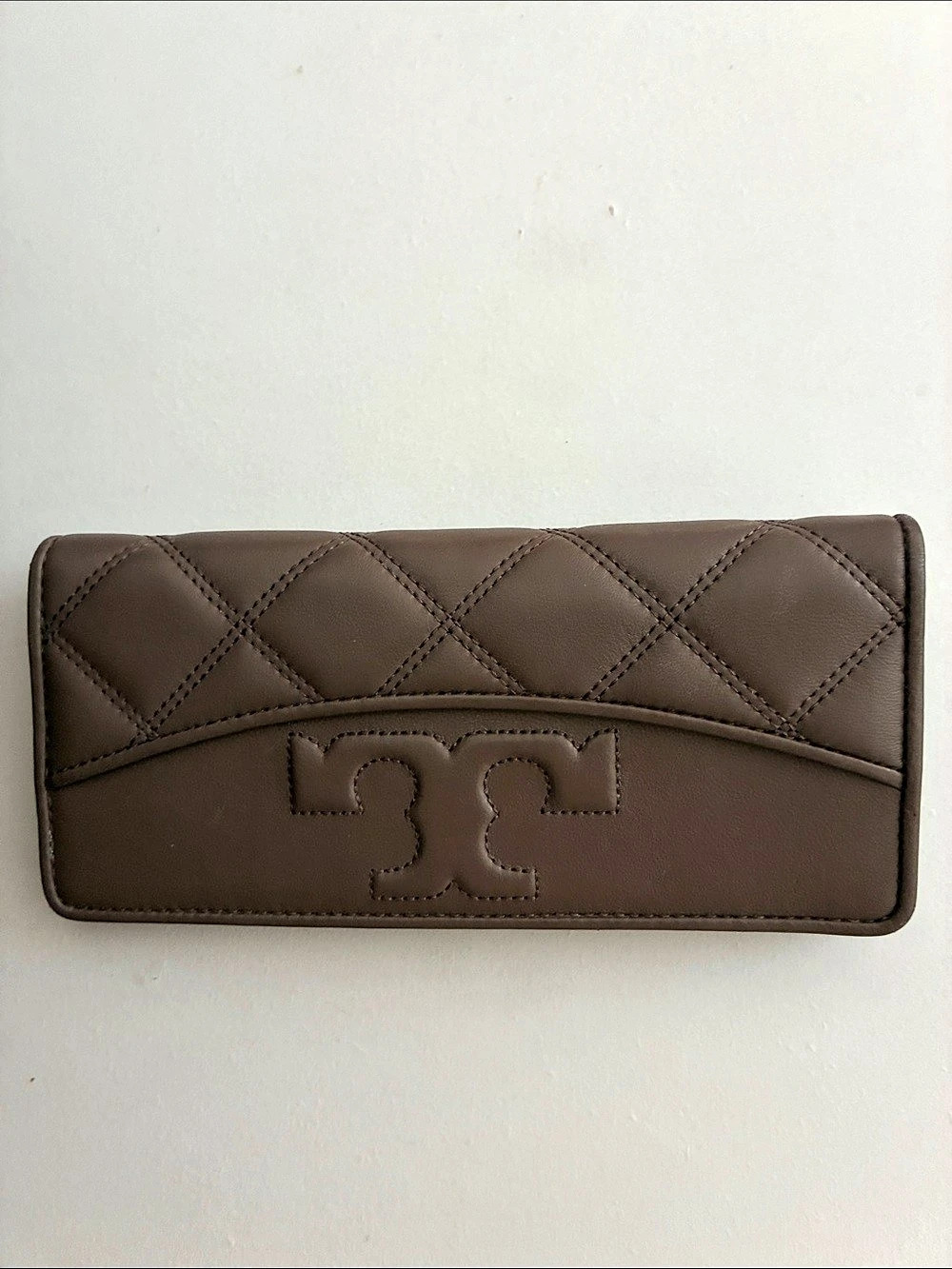 Tory Burch Fleming Quilted Leather Continental Wallet Brown
